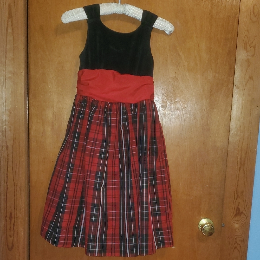 Plaid Red and Black Kids Dress